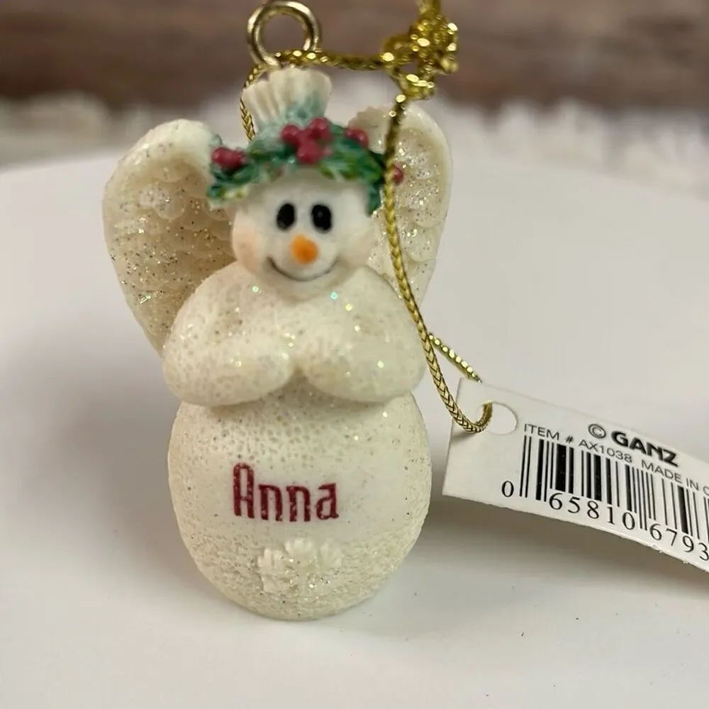 Encore “Anna” Angel $ Ganz “Anna Snowman Lot of 2 Christmas Ornaments